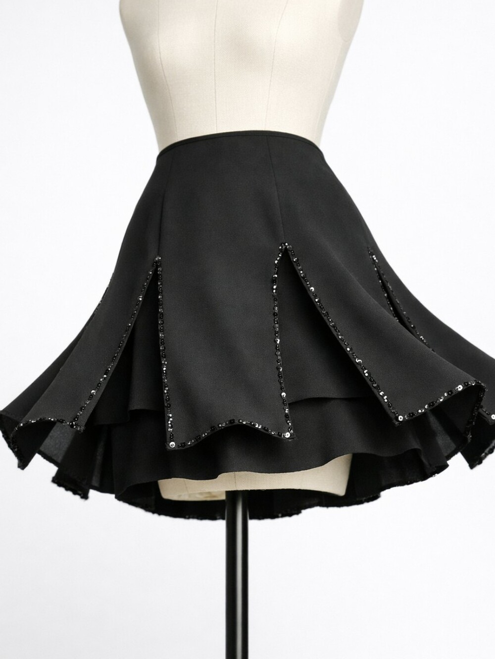 Adrianna Papell Black Sequin Car Wash Skirt 10P Petite Formal Evening Wear - Picture 3 of 11
